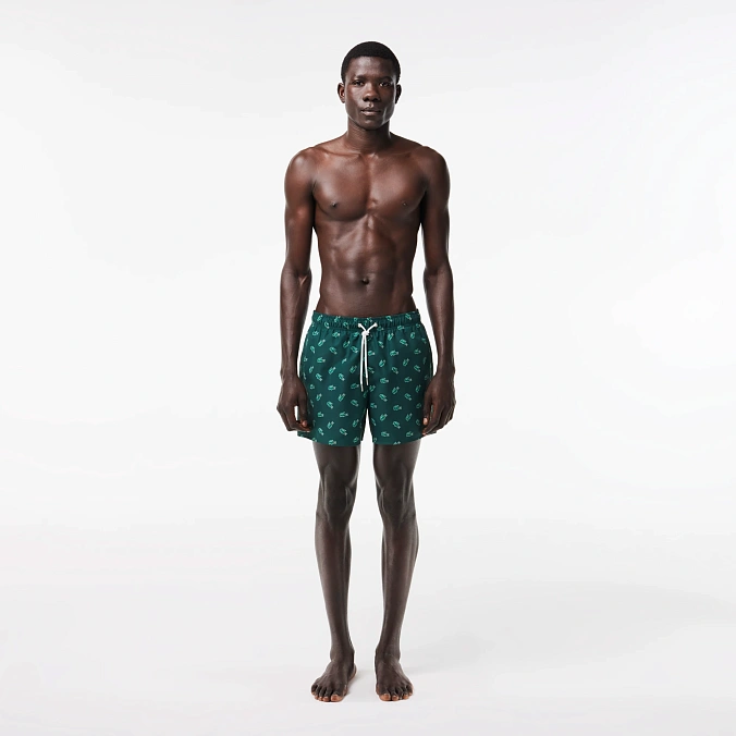 Шорты Lacoste Crocodile Print Swim Trunks Green/White